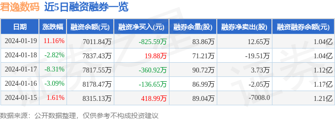 君逸数码（301172）1月19日主力资金净买入207018万元(图2)