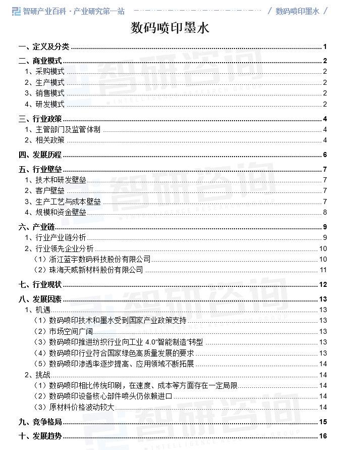 行业竞争格局分析智研产业百雷火竞技科【420】——数码喷印墨水(图1)